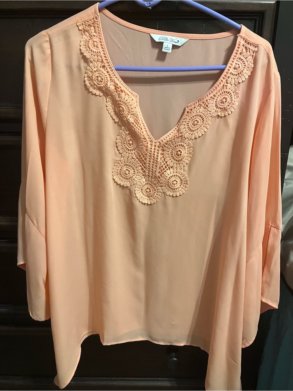 The Pioneer Woman Peach Crochet-Trim Tunic Top